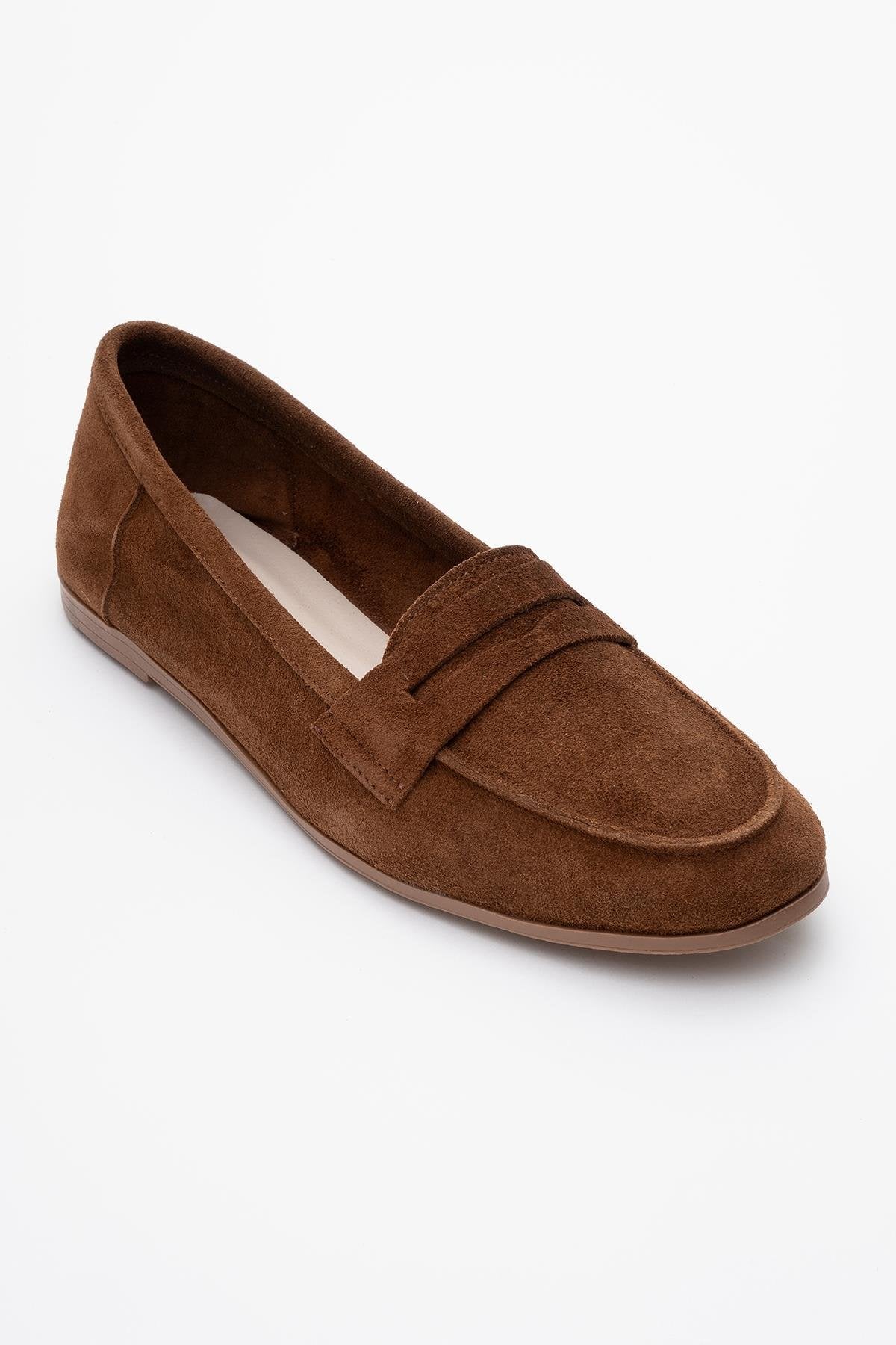 Dorothy - Brown Suede Leather Loafers – detail view showing leather, suede, Vowalisse