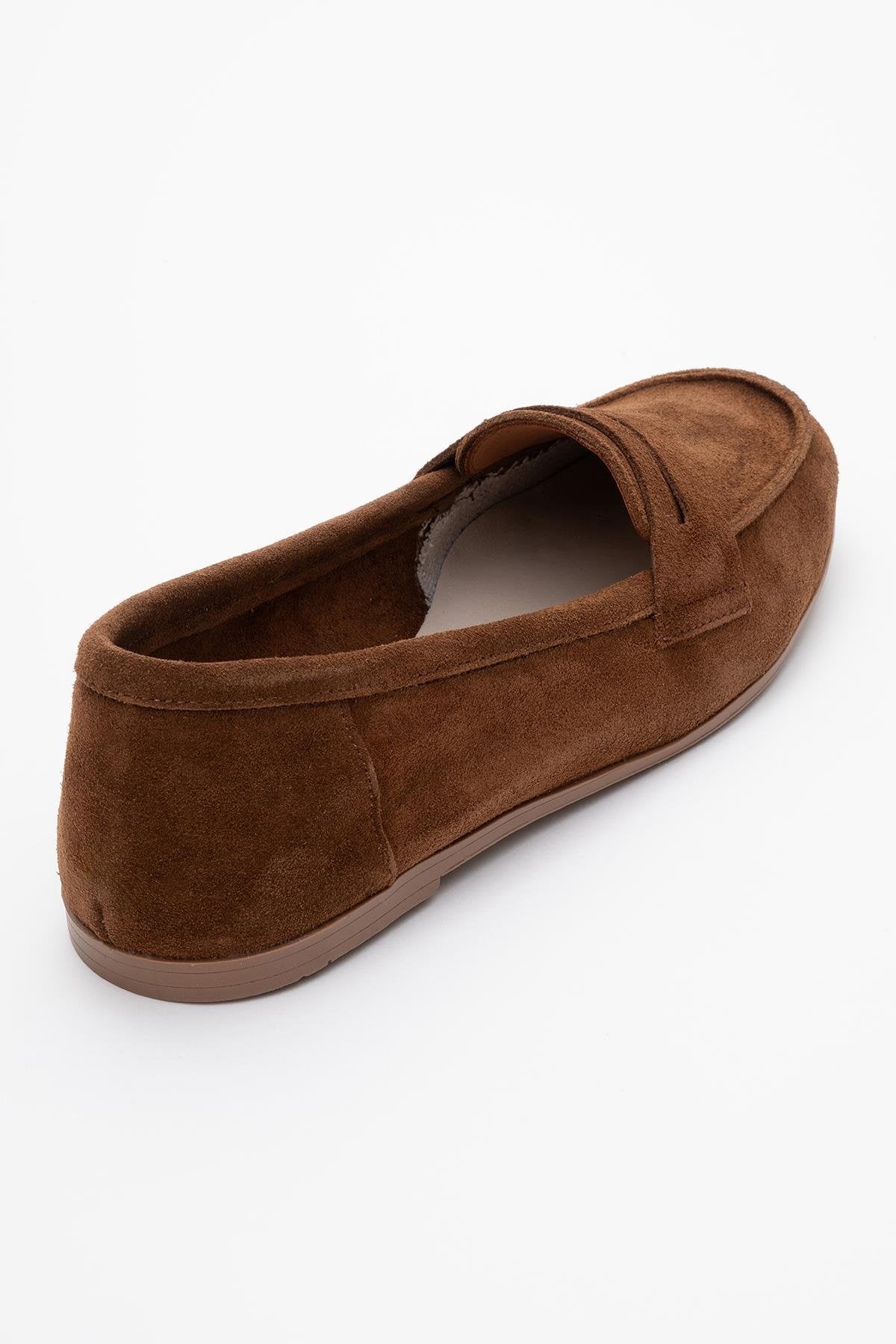 Dorothy - Brown Suede Leather Loafers – back view showing leather, suede, Vowalisse
