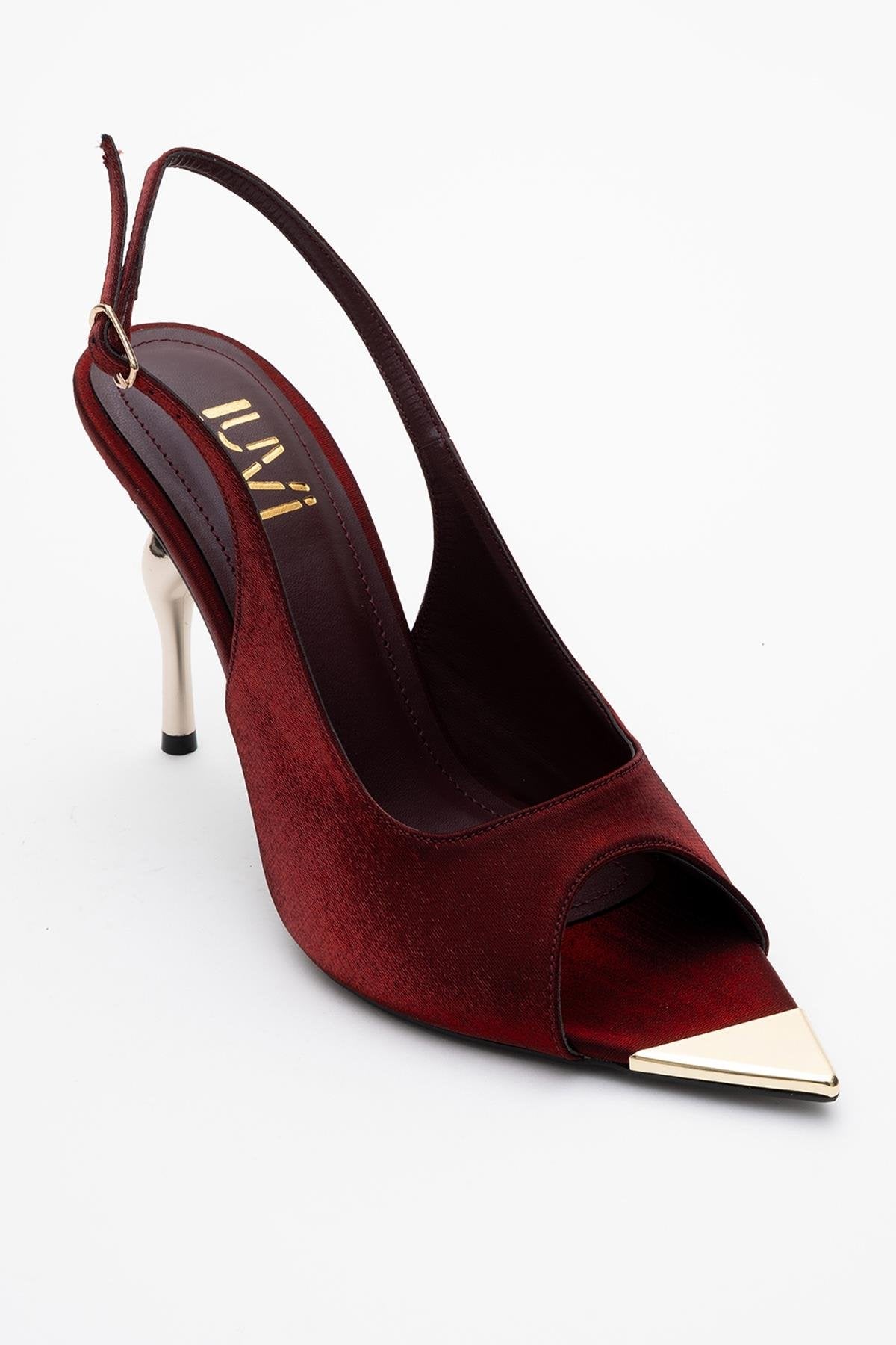 Barly - Burgundy Pointed Toe Stiletto Pump – detail view showing elegant detailing, Vowalisse