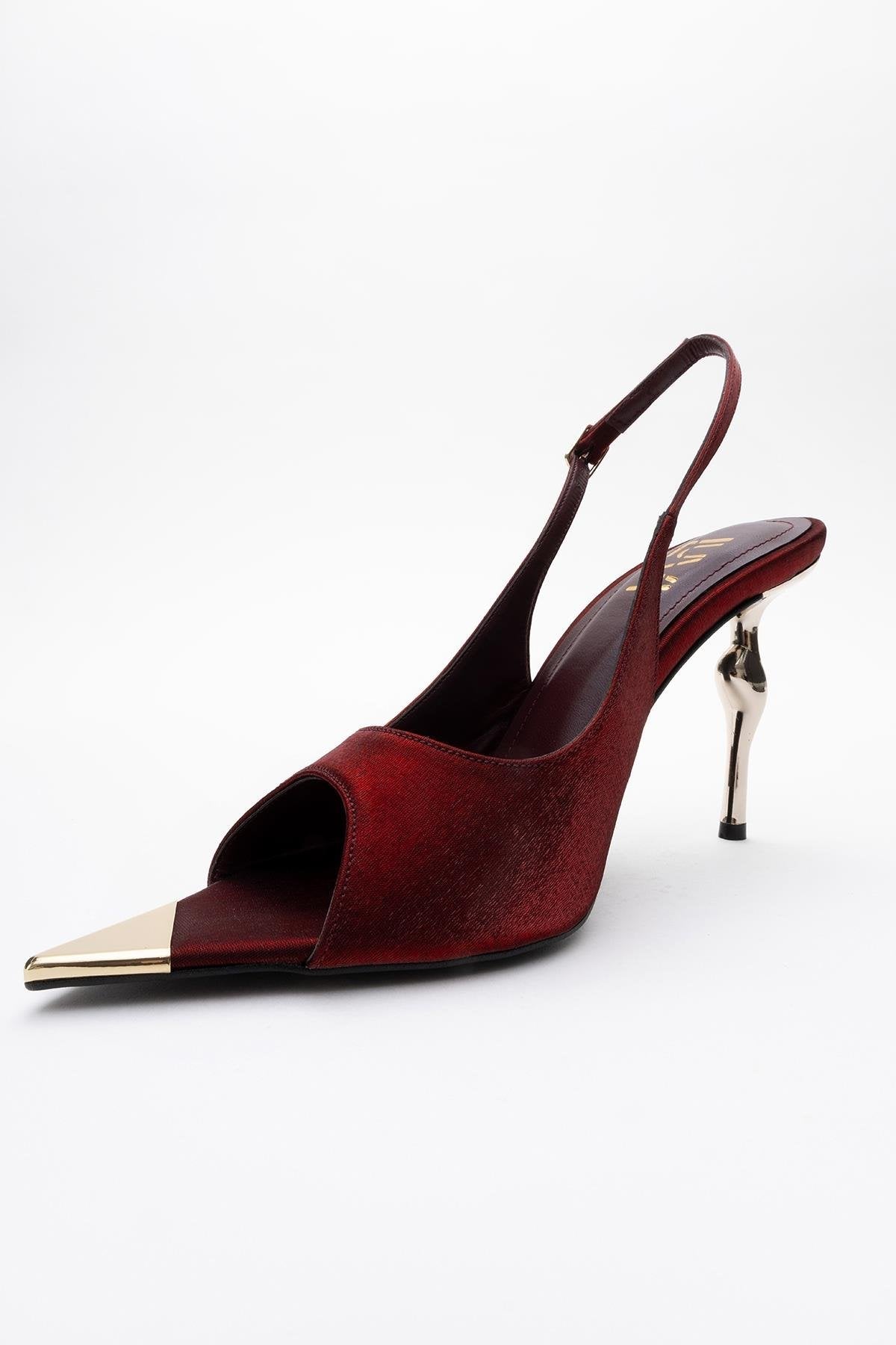 Barly - Burgundy Pointed Toe Stiletto Pump – heel view showing elegant detailing, Vowalisse