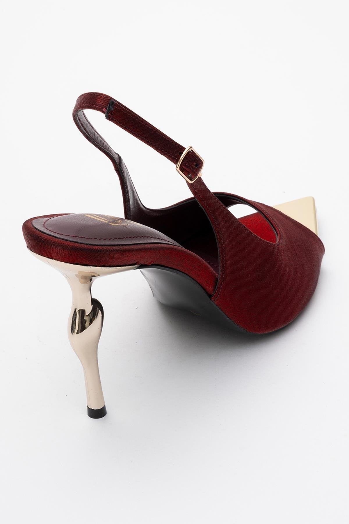 Barly - Burgundy Pointed Toe Stiletto Pump – back view showing elegant detailing, Vowalisse