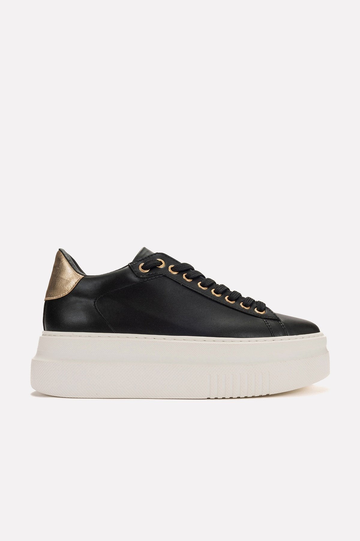 Violette - Black Sneaker – top view showing leather, black, Vowalisse