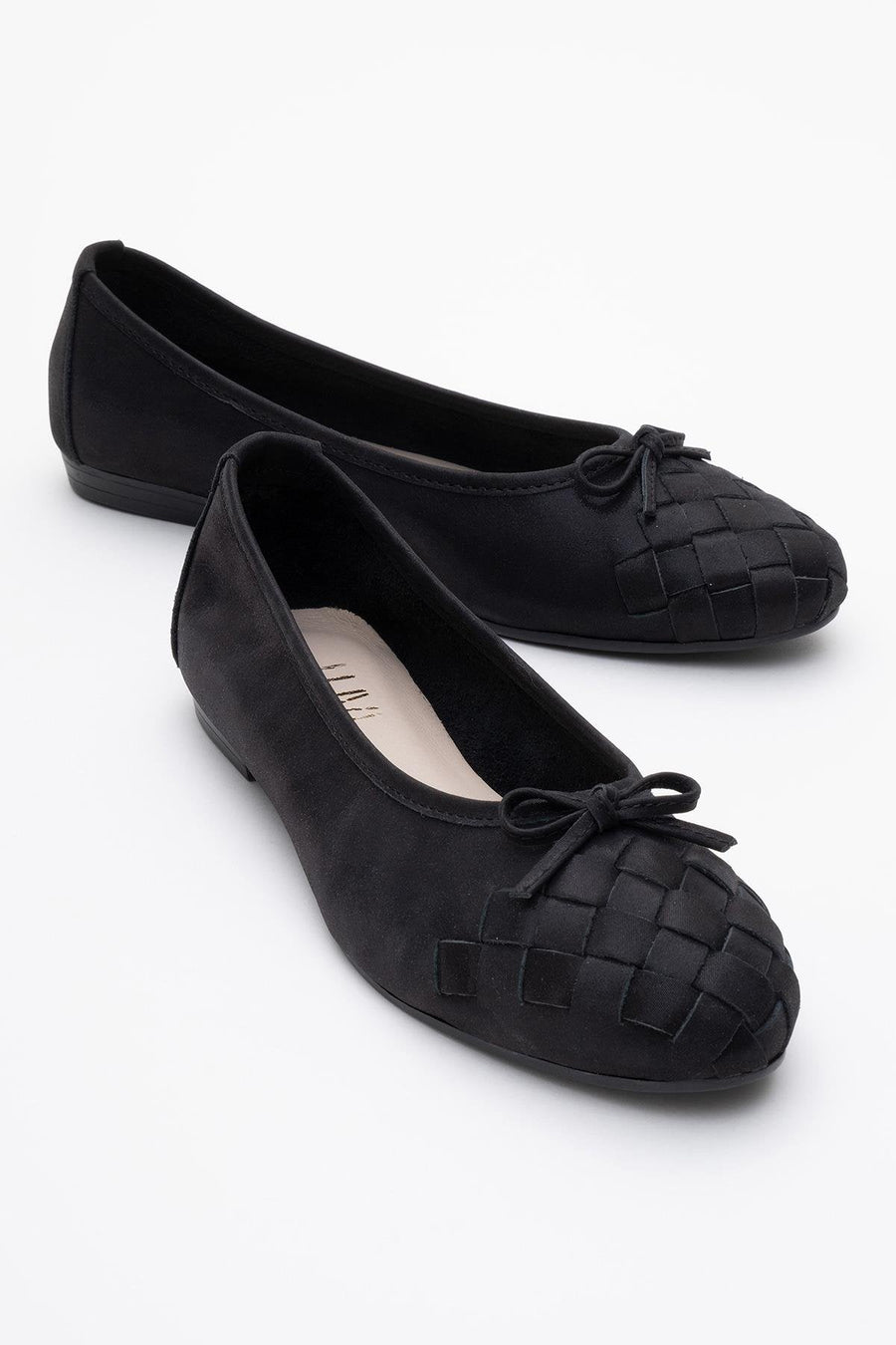 03 - Black Glitter Genuine Leather Ballet Flat