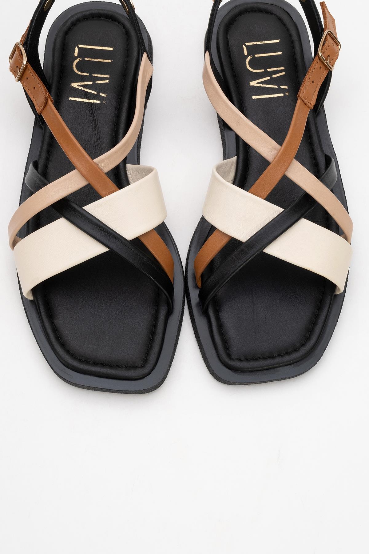 Rouse - Black Leather Sandal – side view showing leather, black, Vowalisse