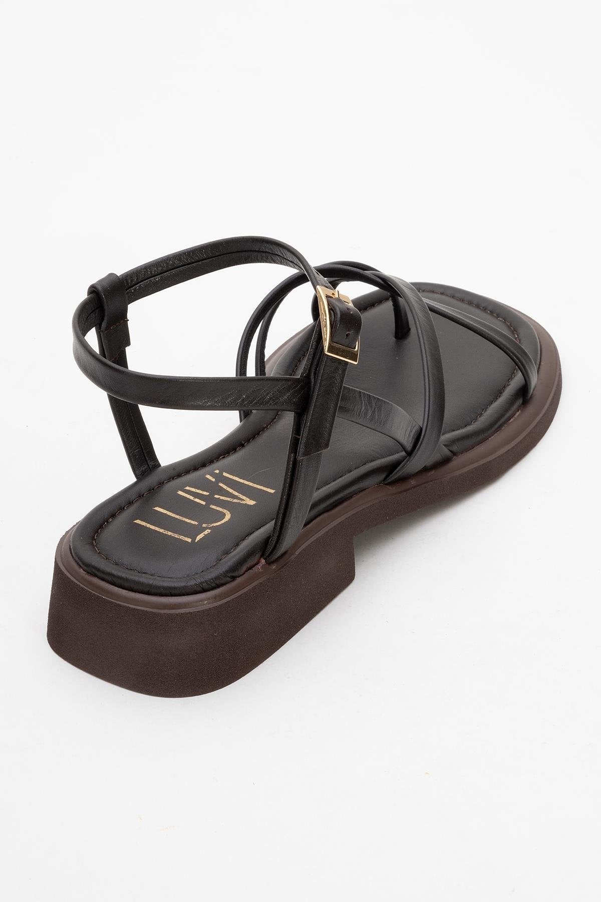 Antas - Brown Leather Sandals – back view showing leather, Vowalisse