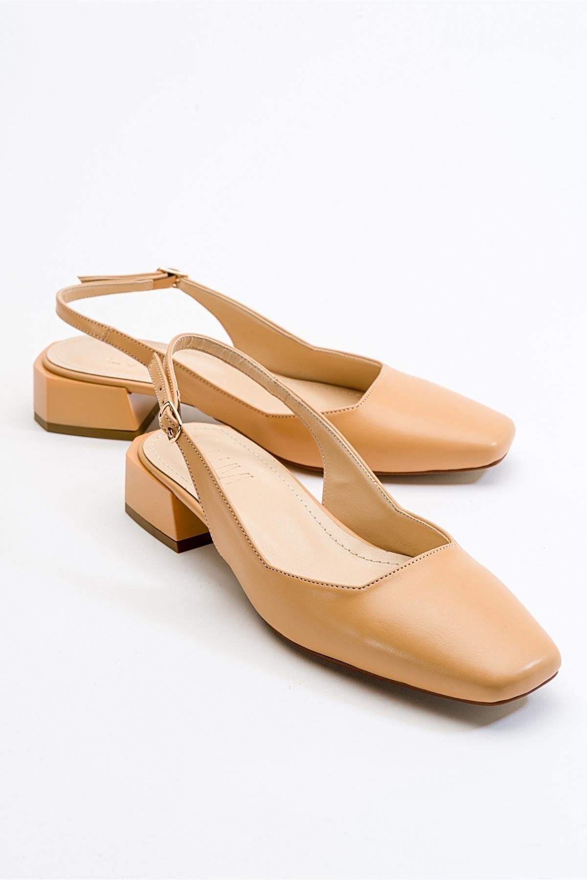 State - Taupe Heeled Shoe – front three-quarter view showing leather, Vowalisse