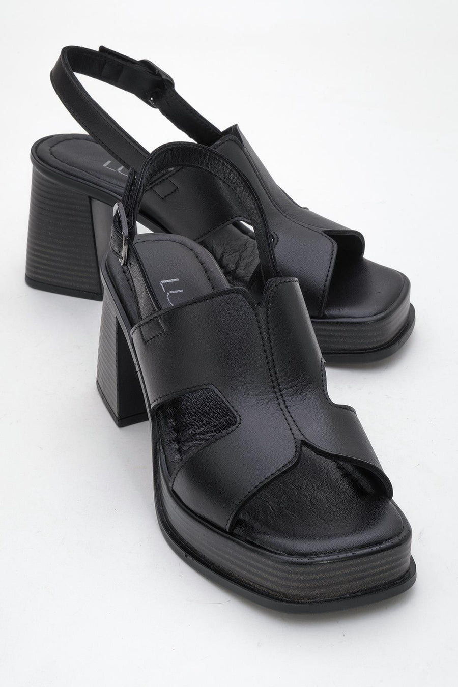 Zennia Black Leather Platform Sandal