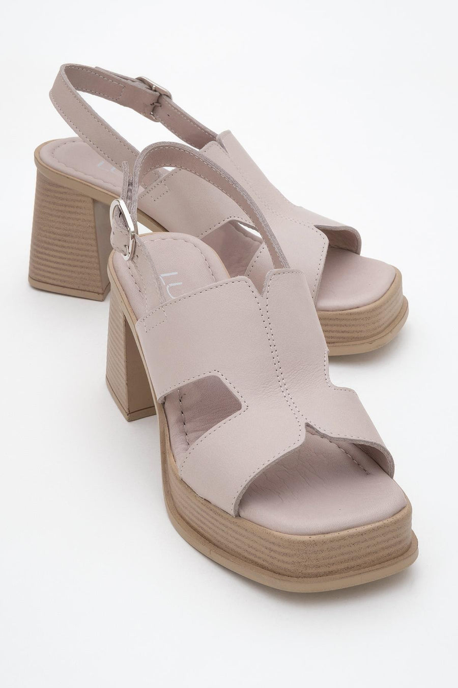 Zennia Beige Leather Platform Sandal