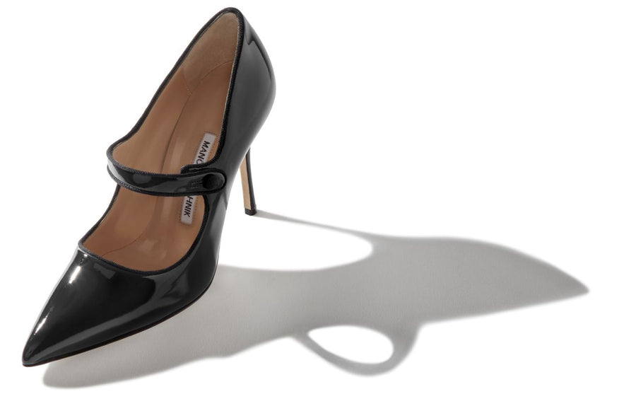 Estelle Belle Black Pointed Toe Mary Jane Shoes