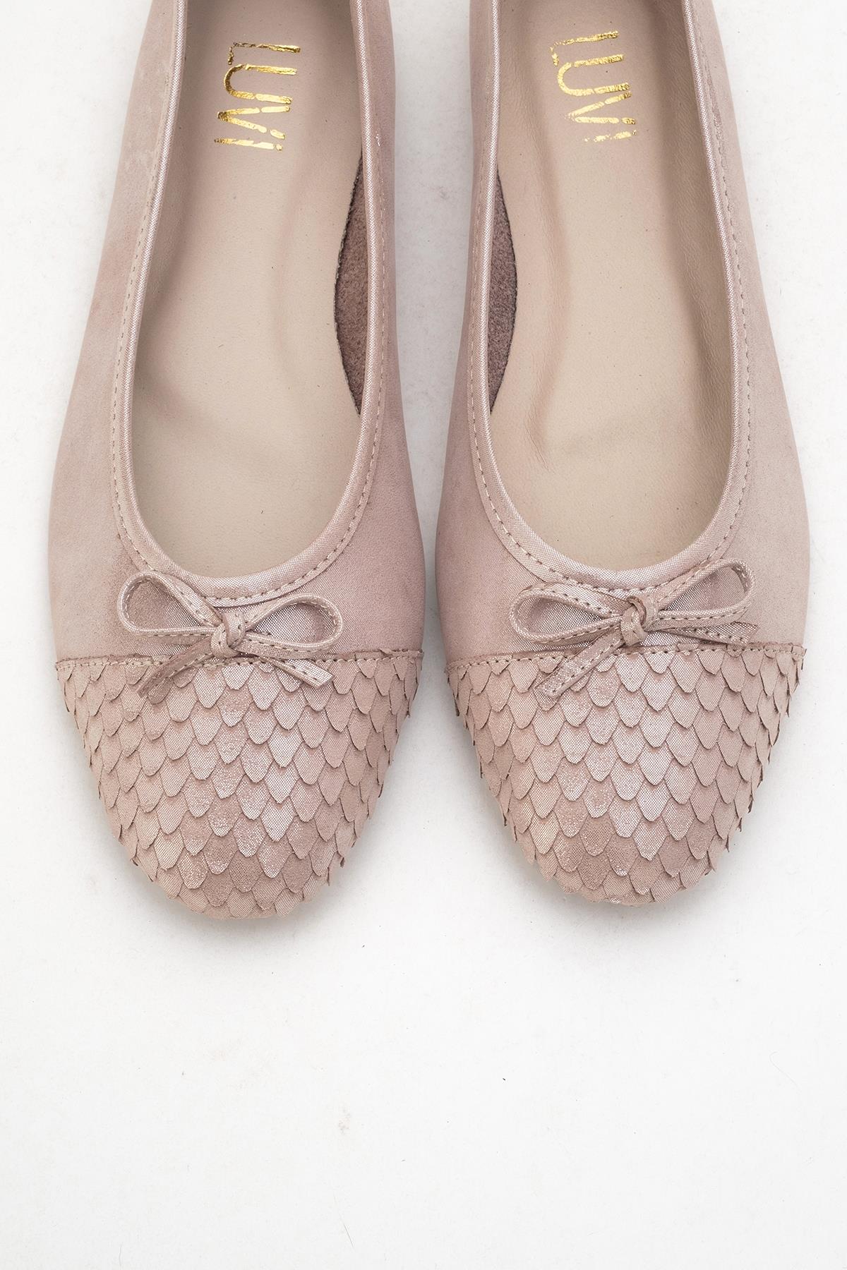 02 - Taupe Genuine Leather Ballet Flat – side view showing leather, Vowalisse