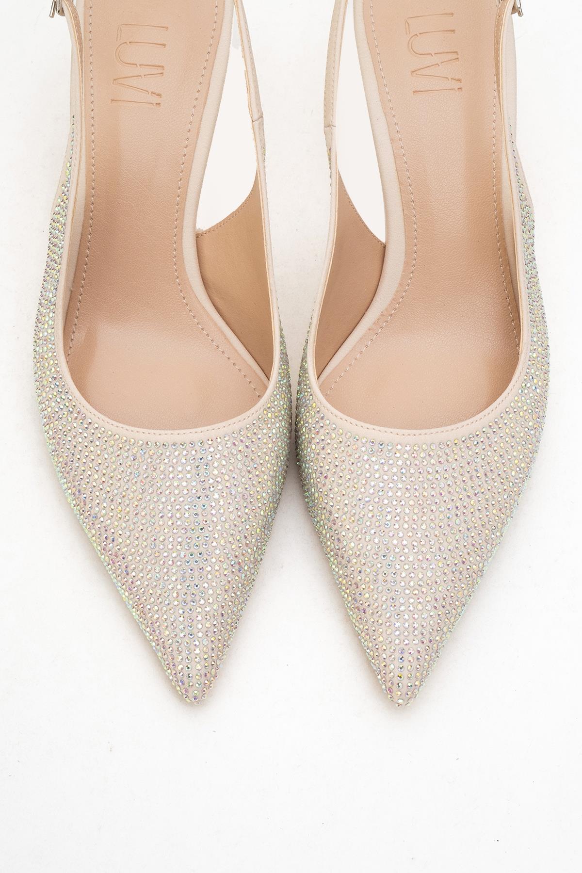 Novs - Beige Stiletto Dress Shoe – side view showing leather, Vowalisse