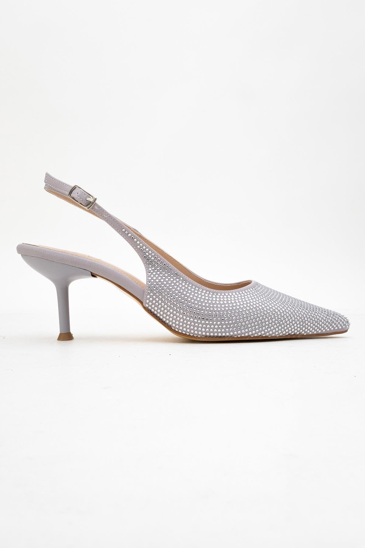 Novs - Silver Stiletto Dress Shoe – top view showing leather, silver, Vowalisse
