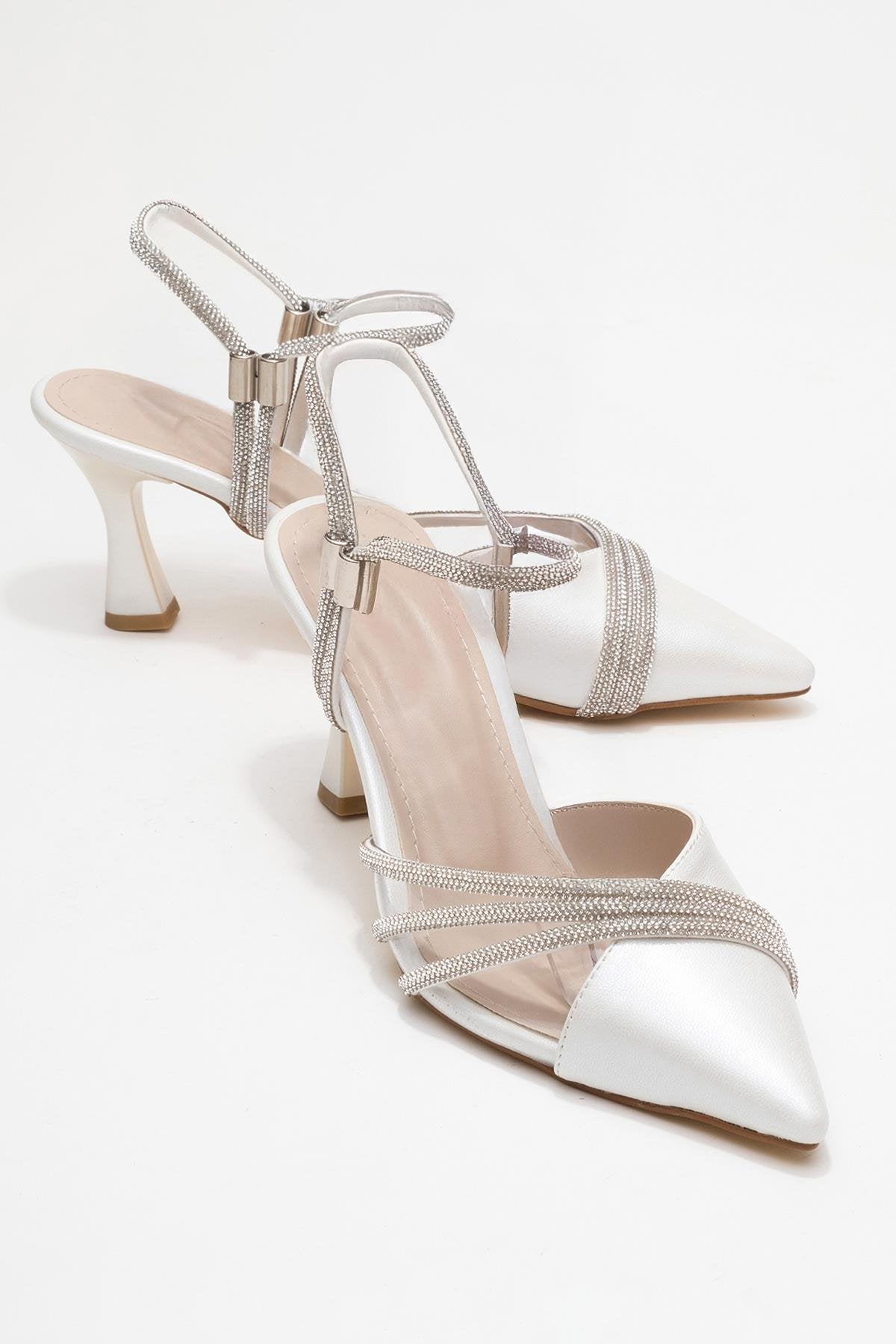 Lavie - Pearl Synthetic Leather Strappy Jeweled Dress Shoe – front three-quarter view showing pearl, leather, Vowalisse