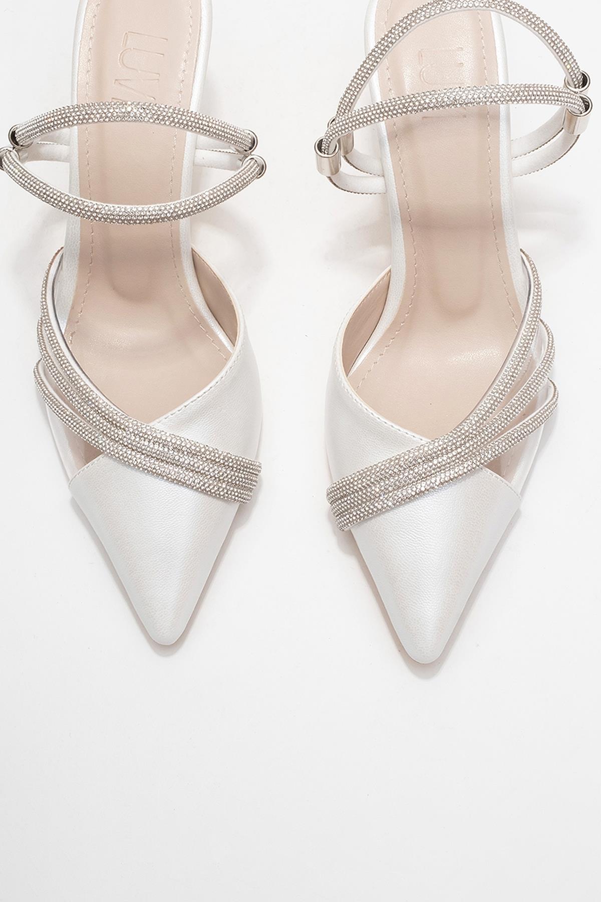 Lavie - Pearl Synthetic Leather Strappy Jeweled Dress Shoe – side view showing pearl, leather, Vowalisse