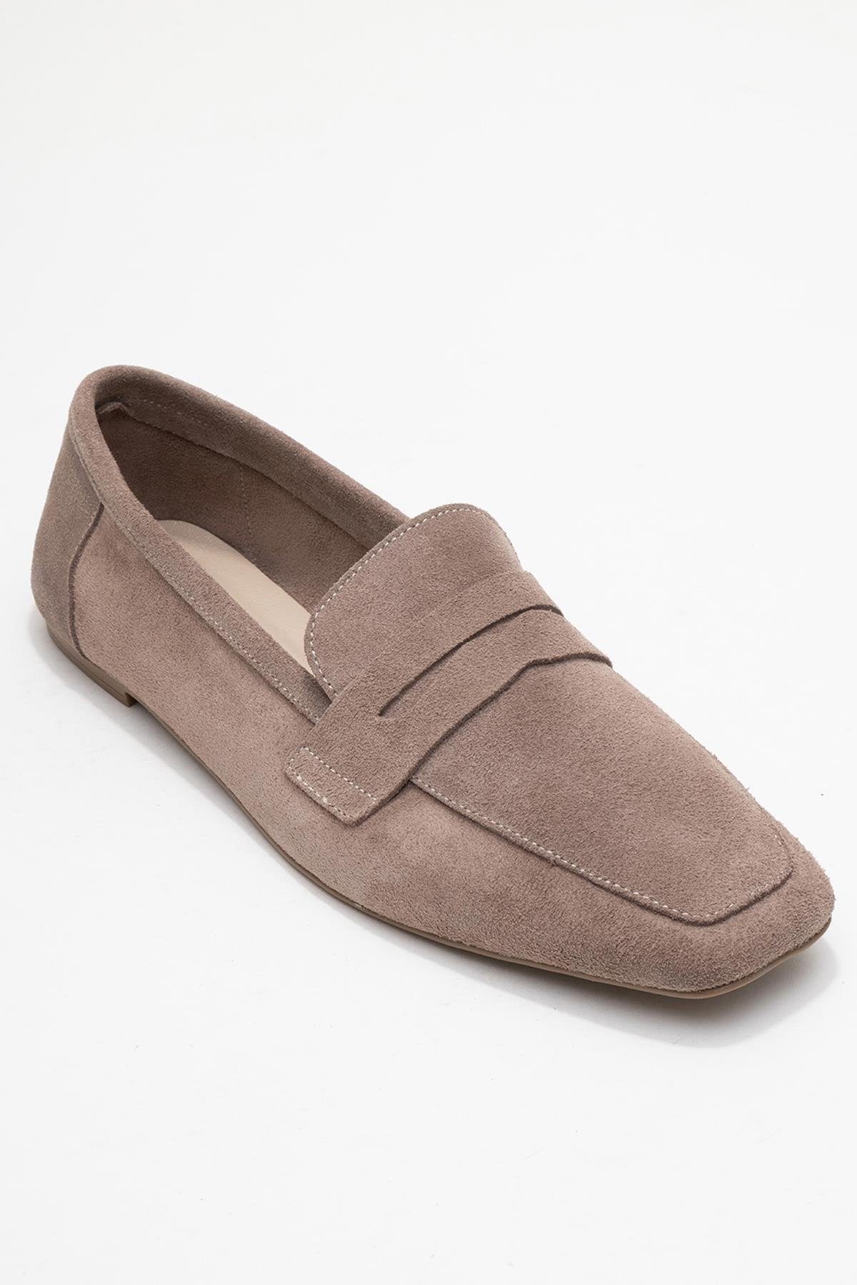 Morne - Taupe Suede Genuine Leather Loafer – detail view showing leather, suede, Vowalisse