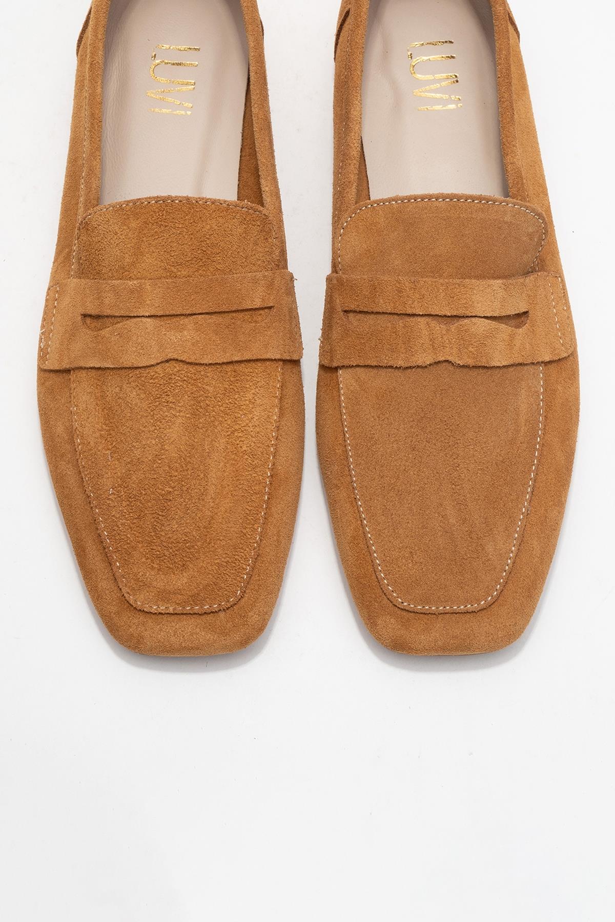 Morne - Cognac Suede Genuine Leather Loafer – side view showing leather, suede, Vowalisse
