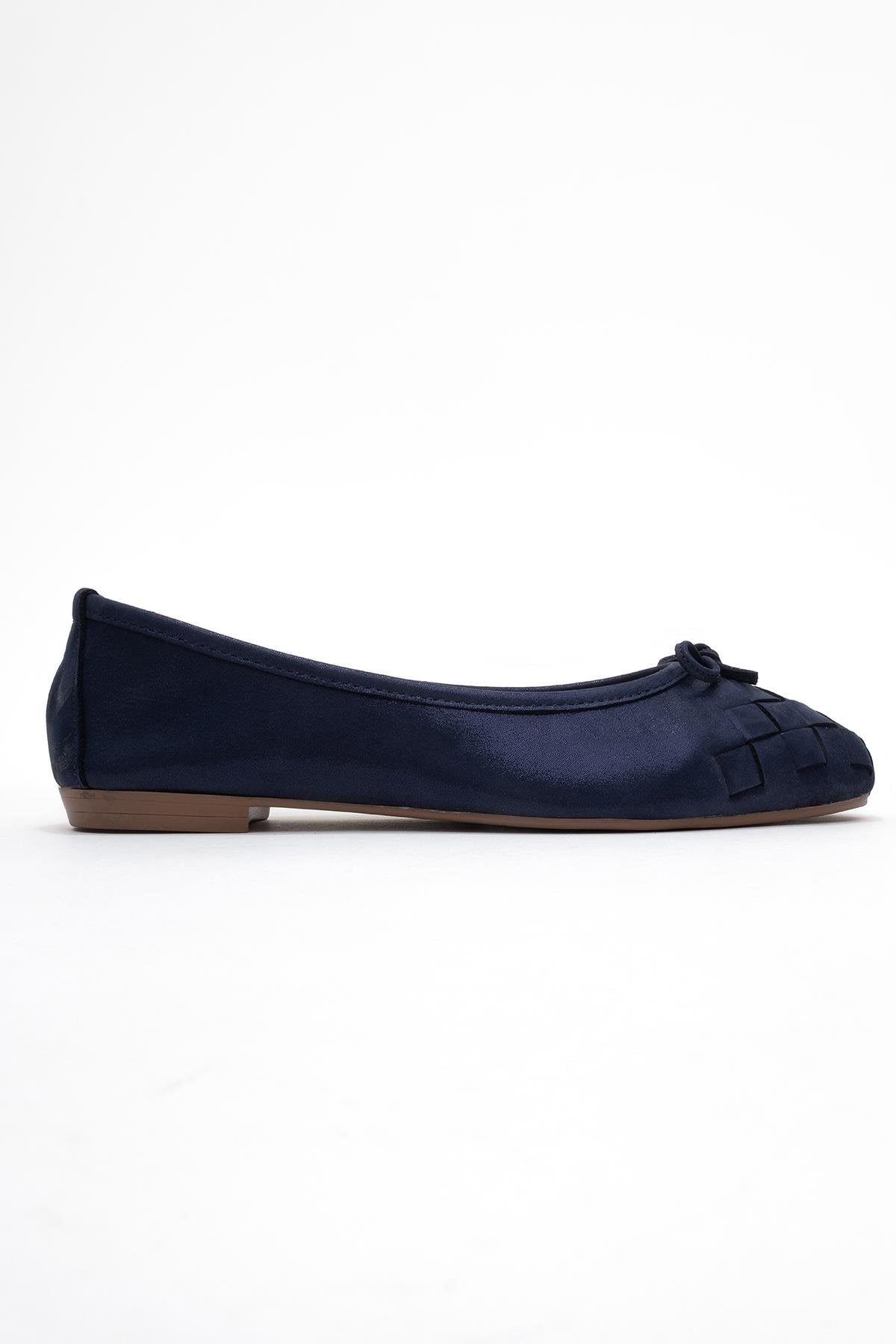 03 - Navy Glitter Genuine Leather Ballet Flat – top view showing leather, glitter, Vowalisse