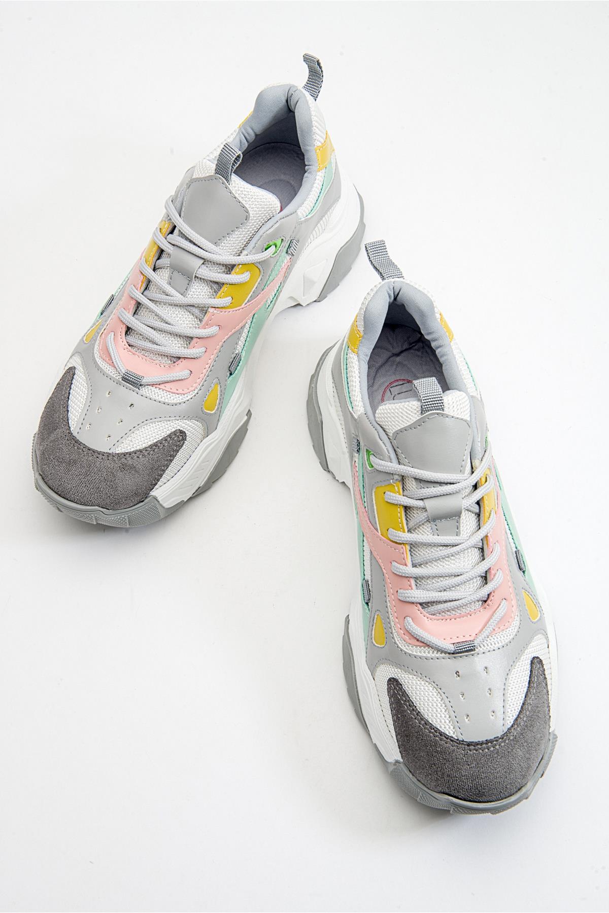 Loretta - White Multi Sneaker – side view showing leather, white, Vowalisse
