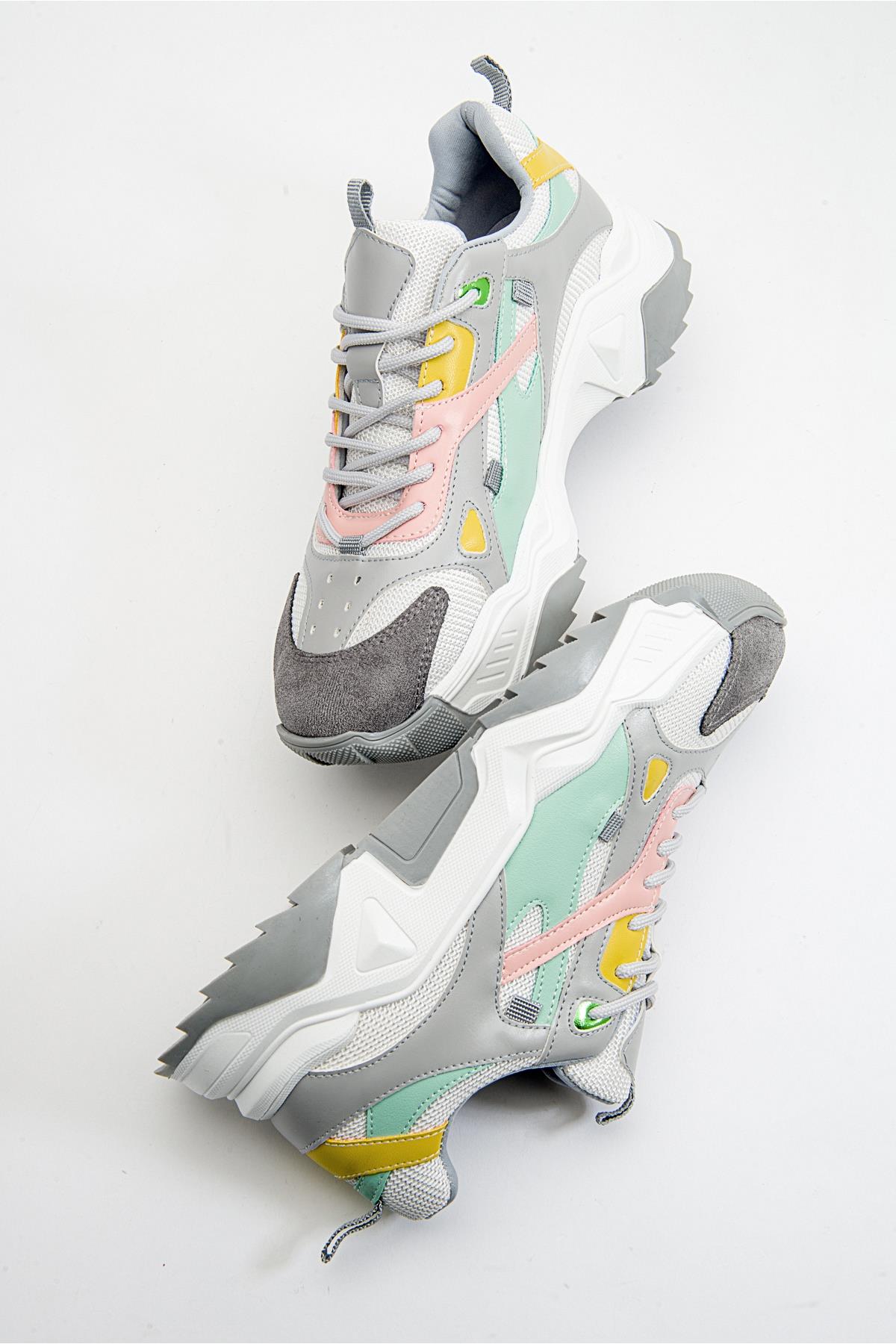 Loretta - White Multi Sneaker – back view showing leather, white, Vowalisse