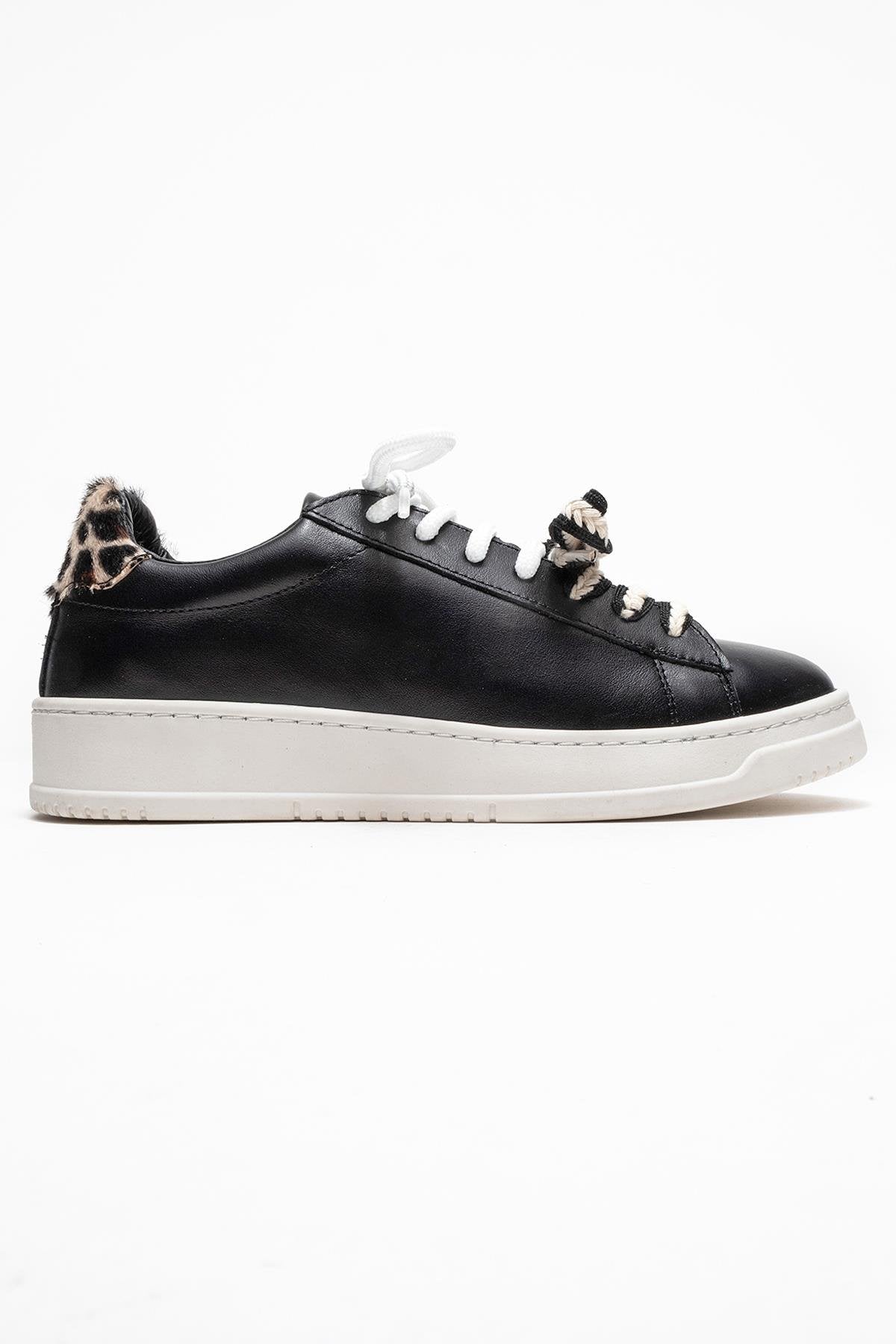Warron - Black Patterned Genuine Leather Sneaker – top view showing leather, black, Vowalisse