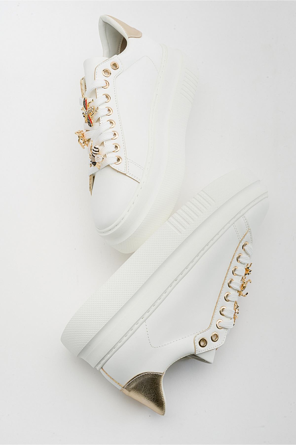 Ater - White Sneaker – back view showing leather, white, Vowalisse