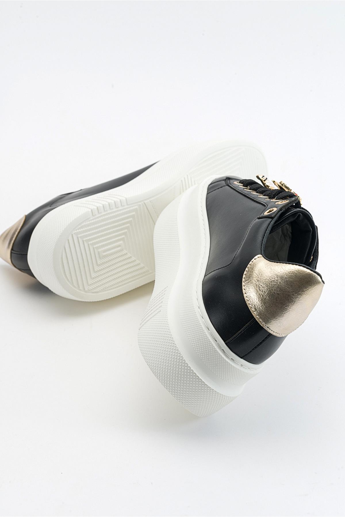 Ater - Black Sneaker – detail view showing leather, black, red, Vowalisse