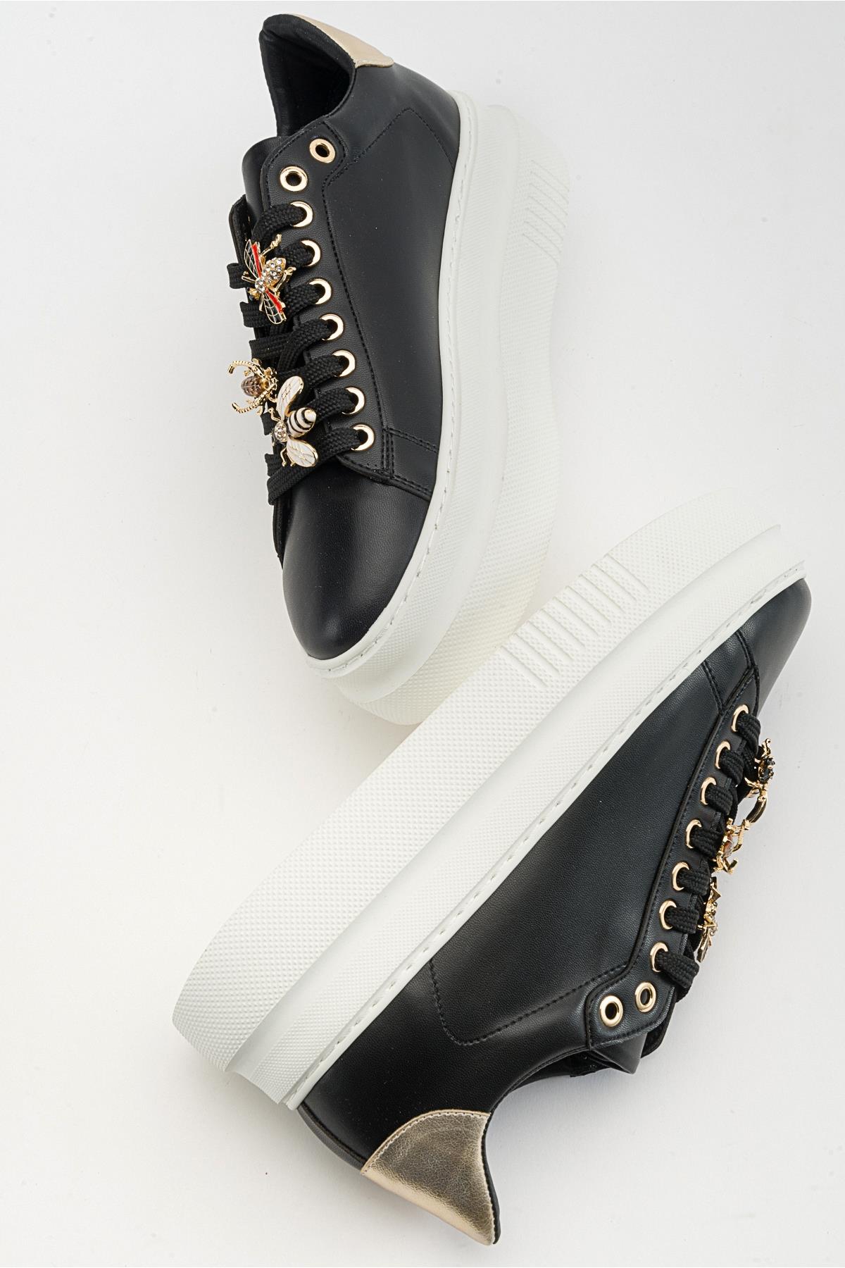 Ater - Black Sneaker – heel view showing leather, black, red, Vowalisse