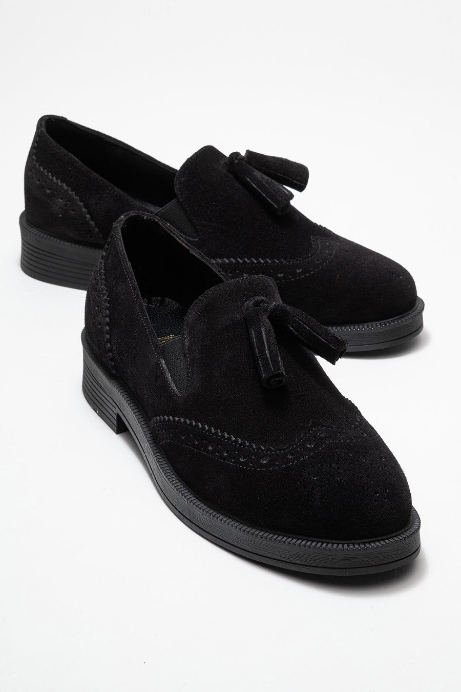 Alex - Black Suede Genuine Leather Tassel Loafer