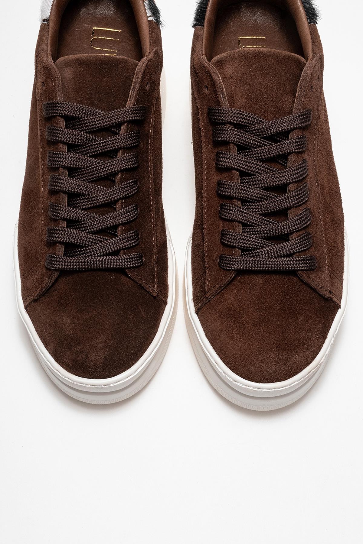 Anabel - Taupe Genuine Leather Casual Sneaker – side view showing leather, Vowalisse