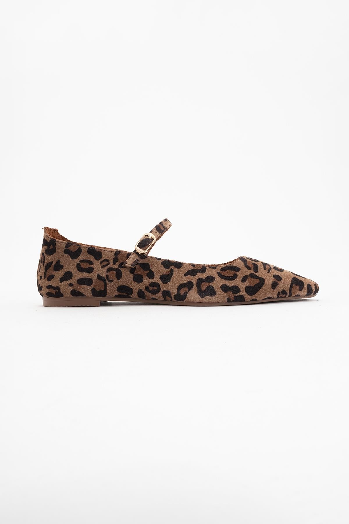 Lara - Leopard Print Suede Leather Mary Jane Flats – back view showing leather, suede, Vowalisse