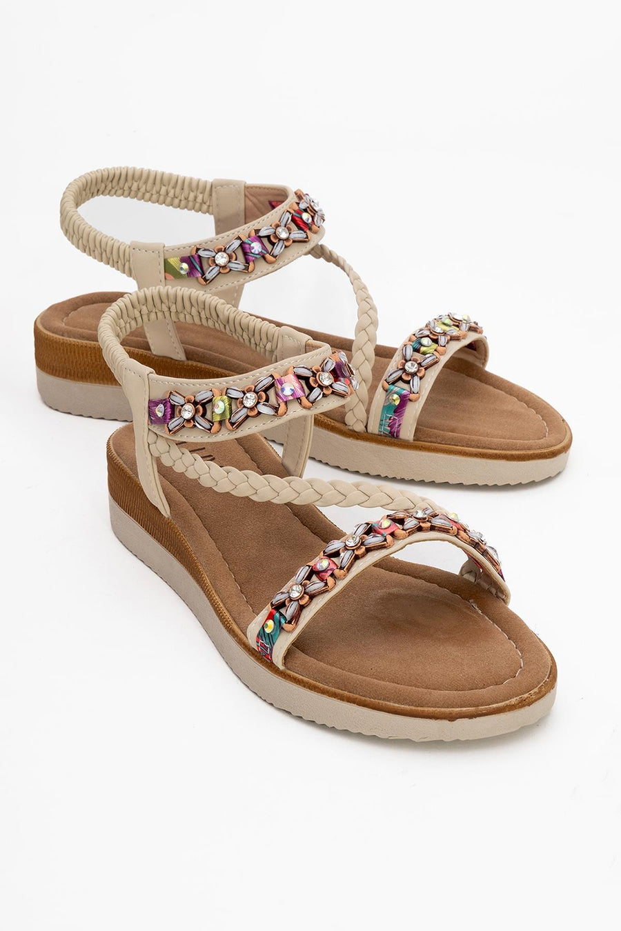 YUAN Beige Braided Strap Sandal