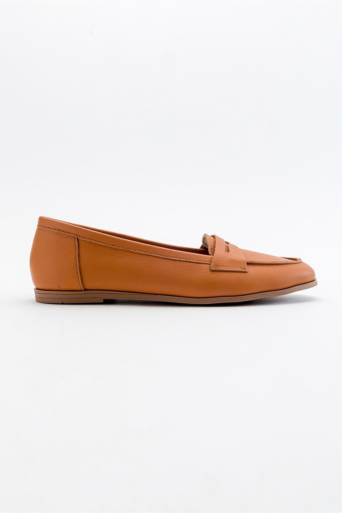 Dorothy - Orange Leather Loafers – top view showing leather, suede, Vowalisse