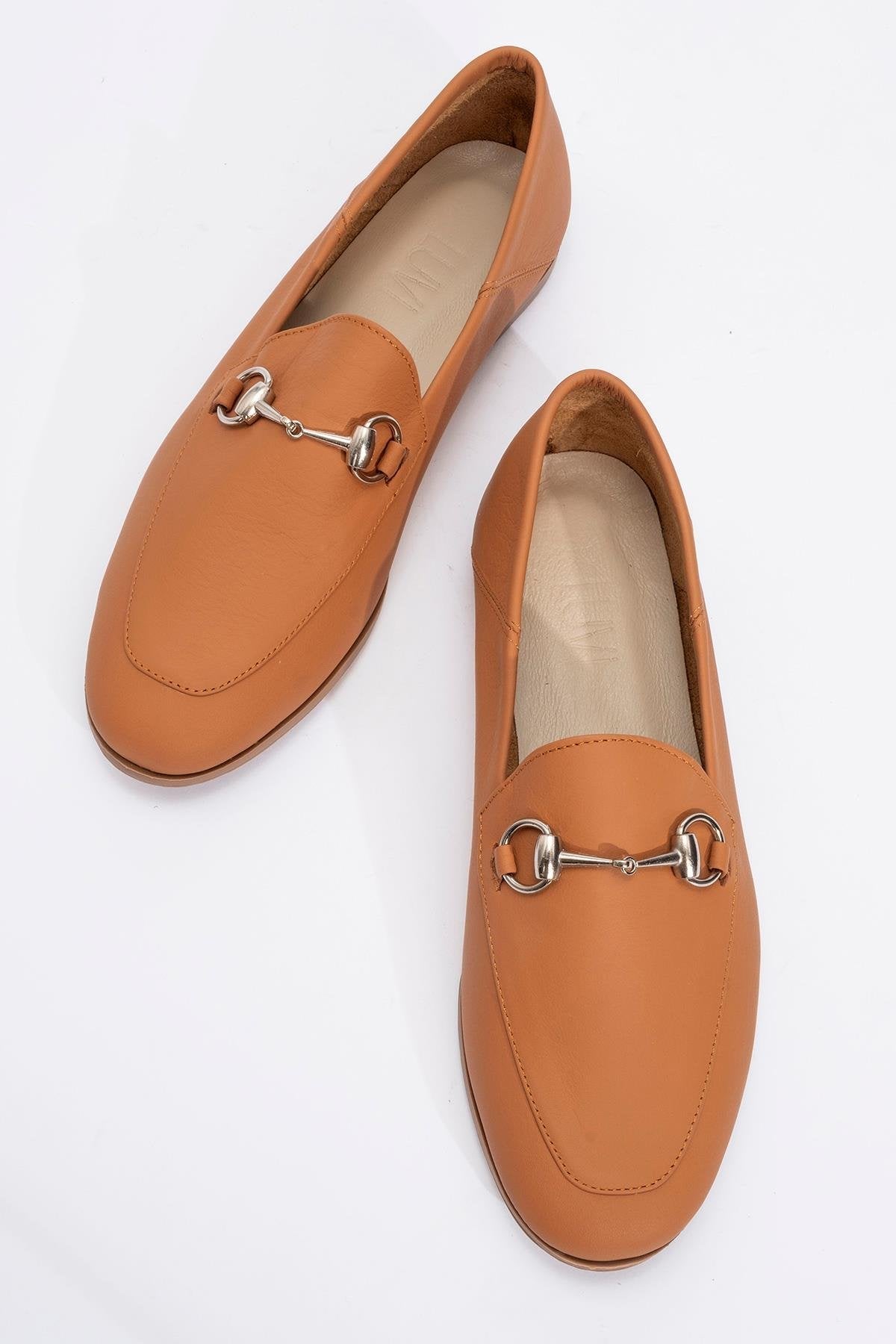 Penny - Orange Leather Horsebit Loafers – side view showing leather, suede, Vowalisse