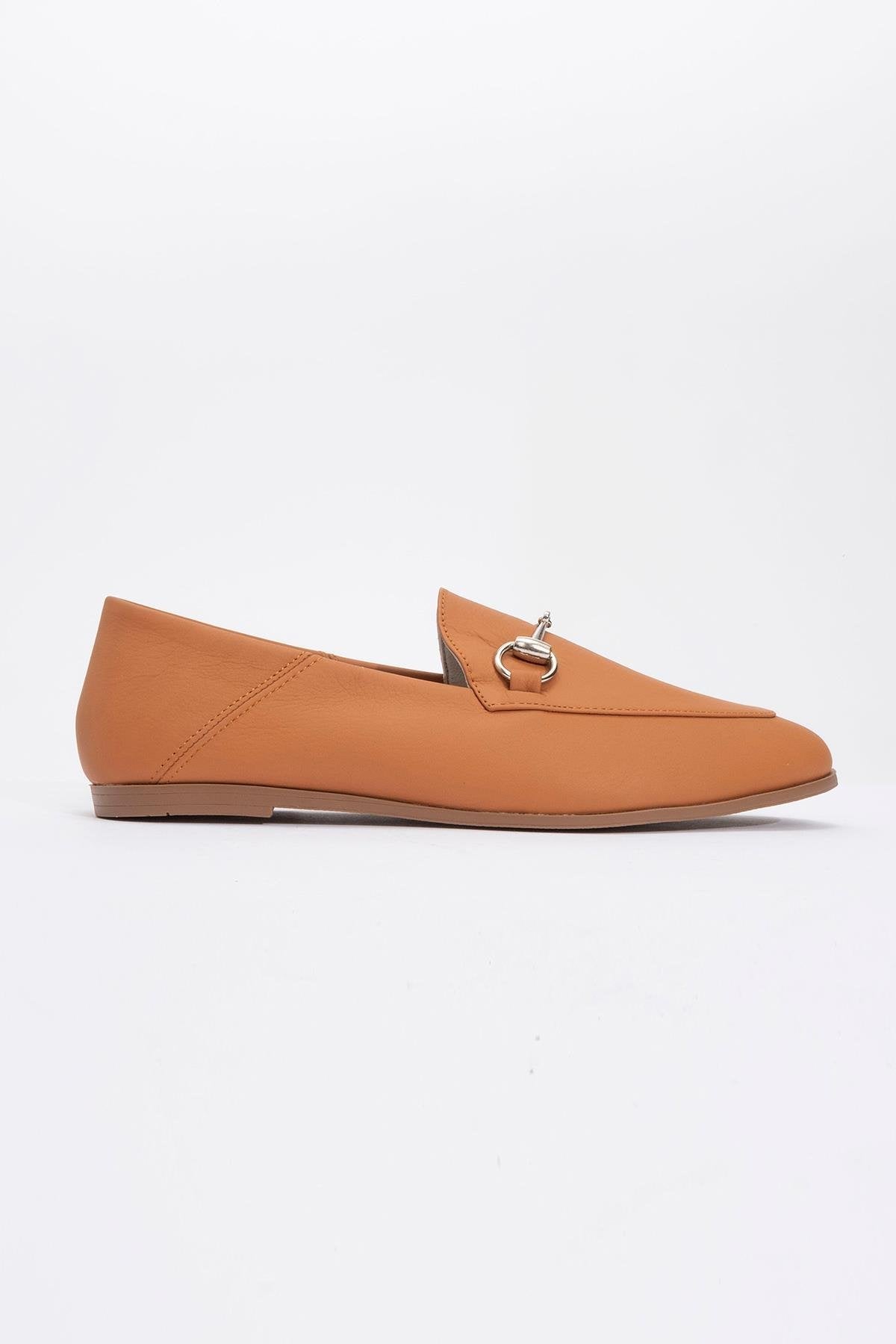 Penny - Orange Leather Horsebit Loafers – heel view showing leather, suede, Vowalisse