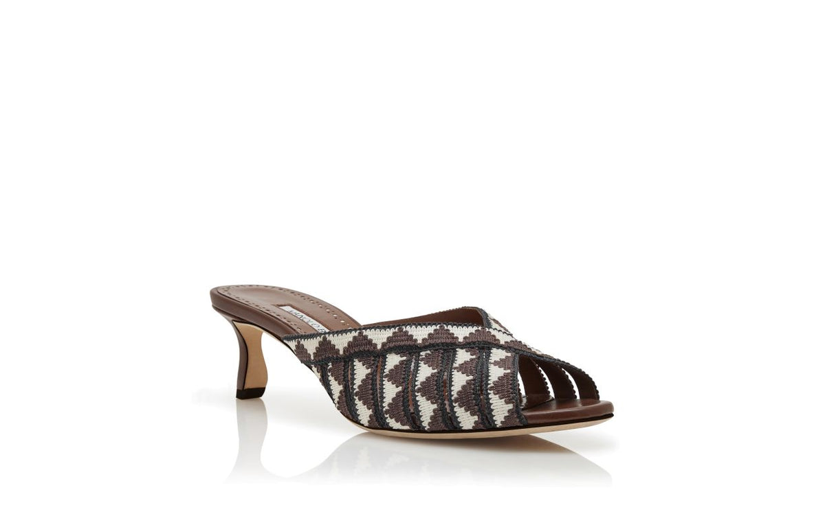 Lucienne Jewel Brown Open Toe Mules – top view showing brown open toe, Vowalisse