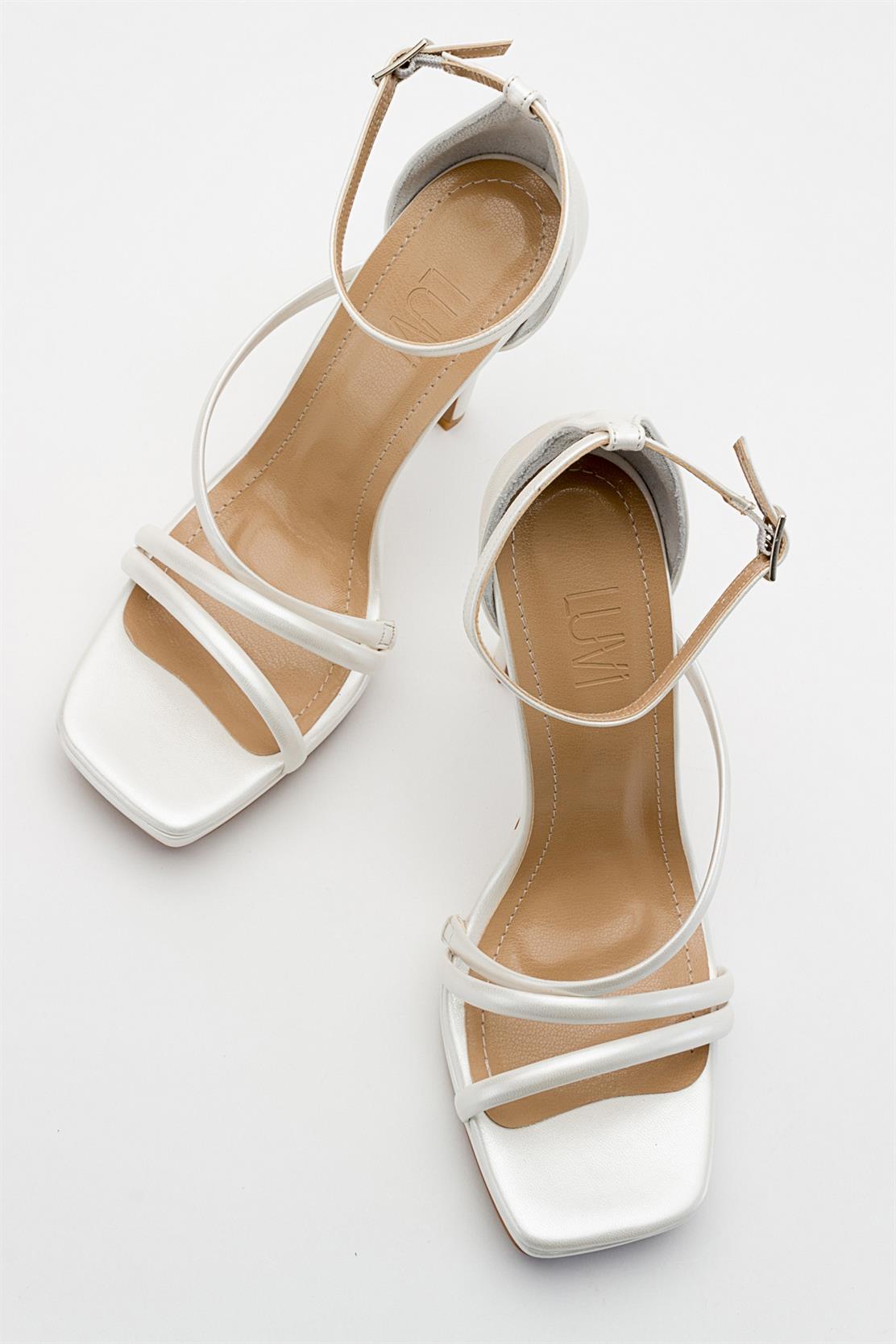 Shelp - Pearl High Heel Shoe – back view showing pearl, leather, Vowalisse