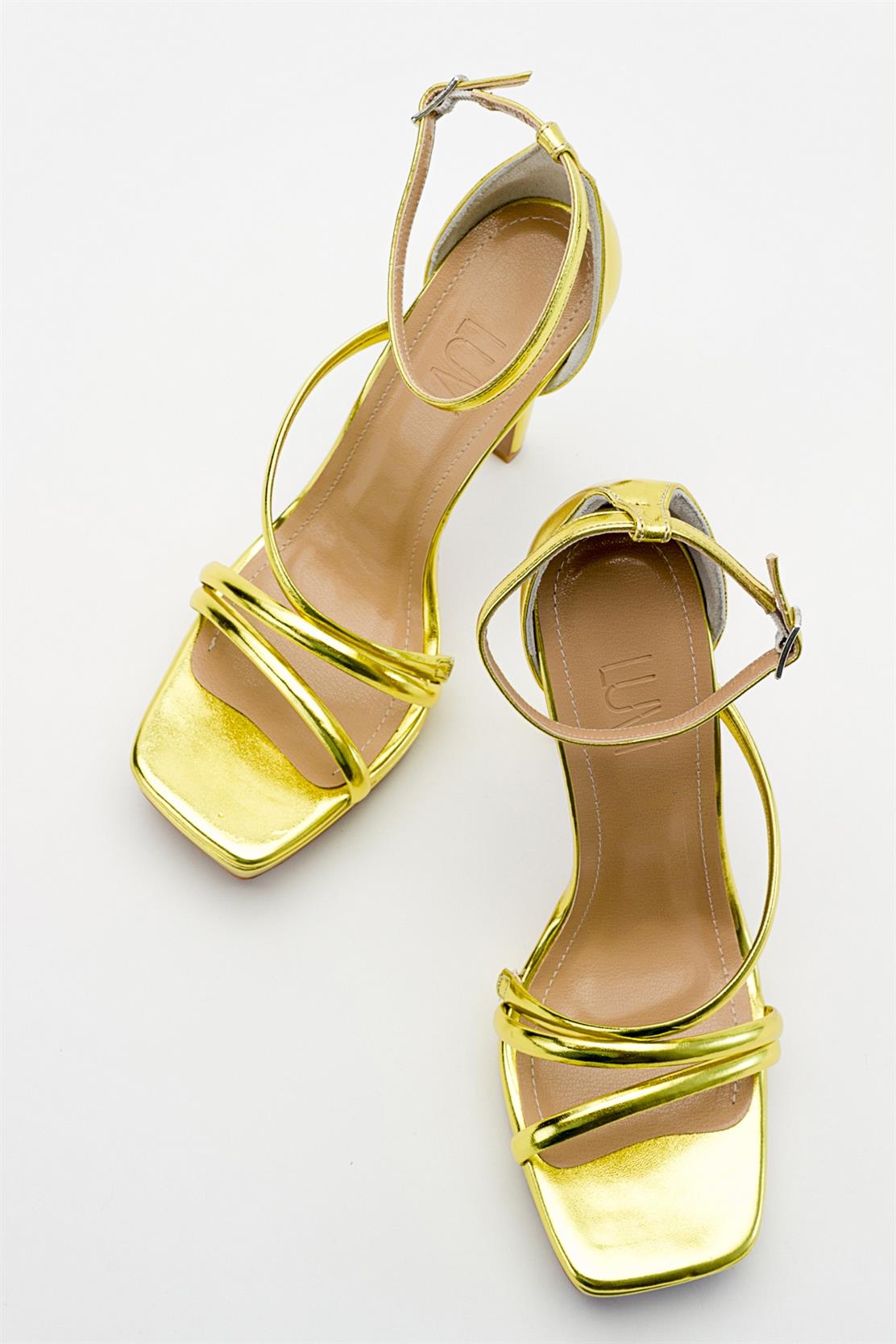 Shelp - Light Green High Heel Shoe – heel view showing leather, green, Vowalisse