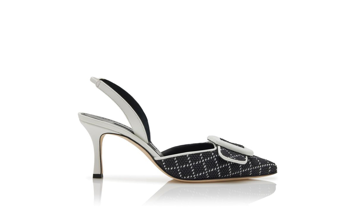 Alessia Lace Black Slingback Slingbacks – side profile showing black slingback, pointed toe, nappa leather, raffia…
