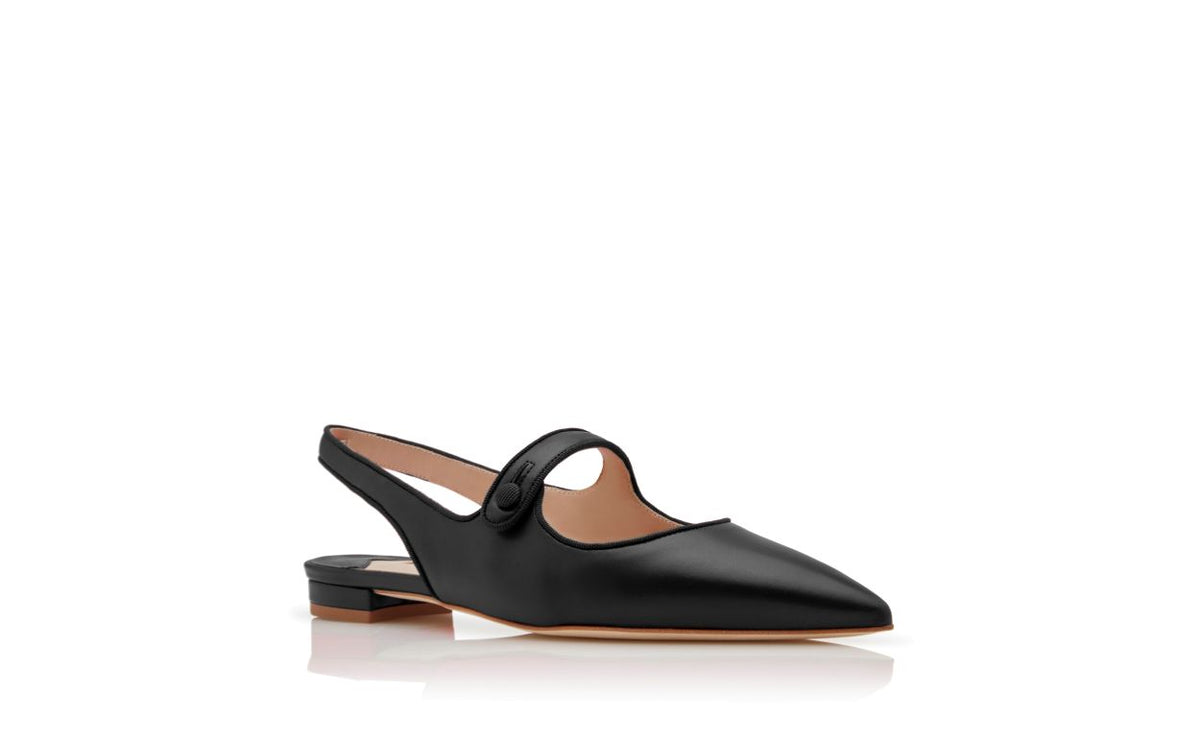 Noelle Halo Black Slingback Slingbacks – top view showing black slingback, pointed toe, nappa leather, Vowalisse
