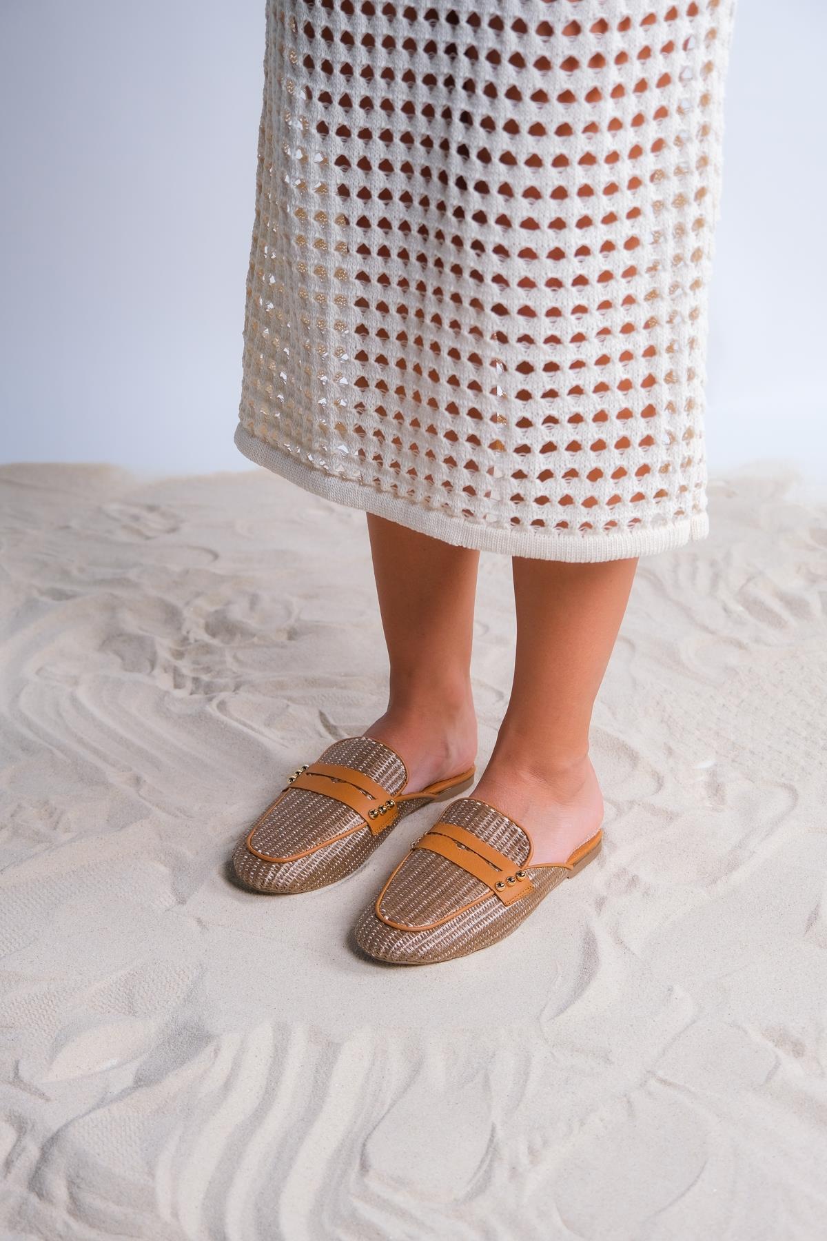 Patrizia - Brown Leather Mule – sole view showing leather, Vowalisse