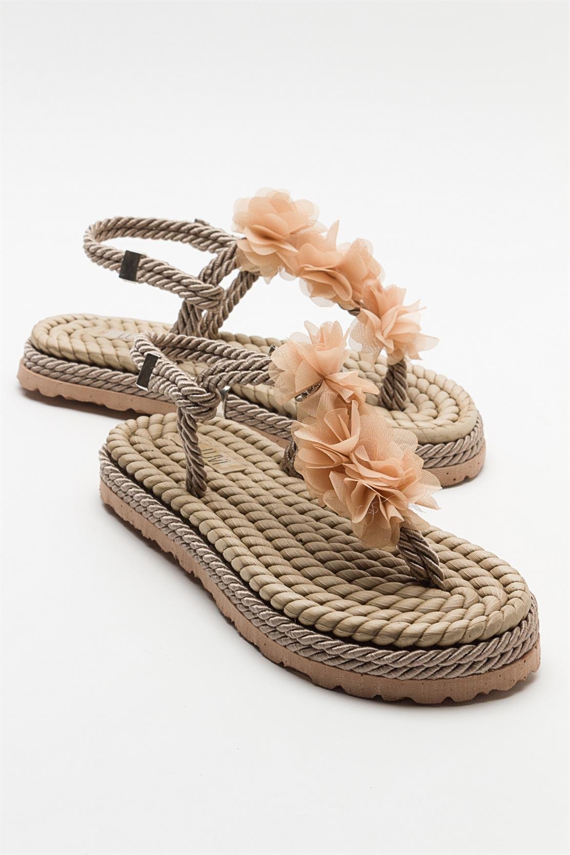 SANTRA Dark Beige Lace-Up Thong Sandals – front three-quarter view showing lace, leather, Vowalisse