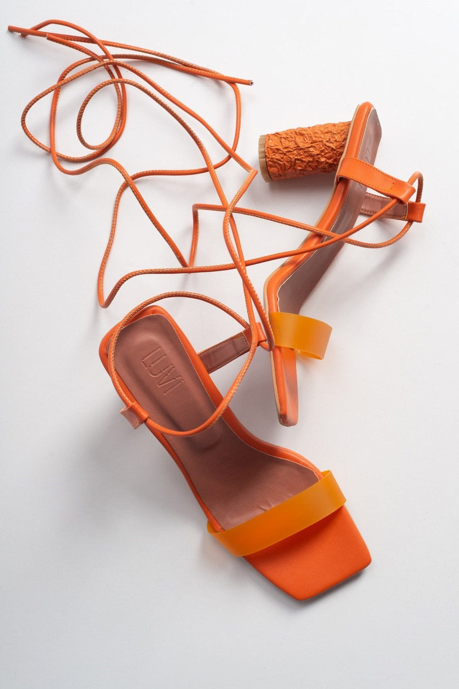 Rhea Orange Block Heel Sandal