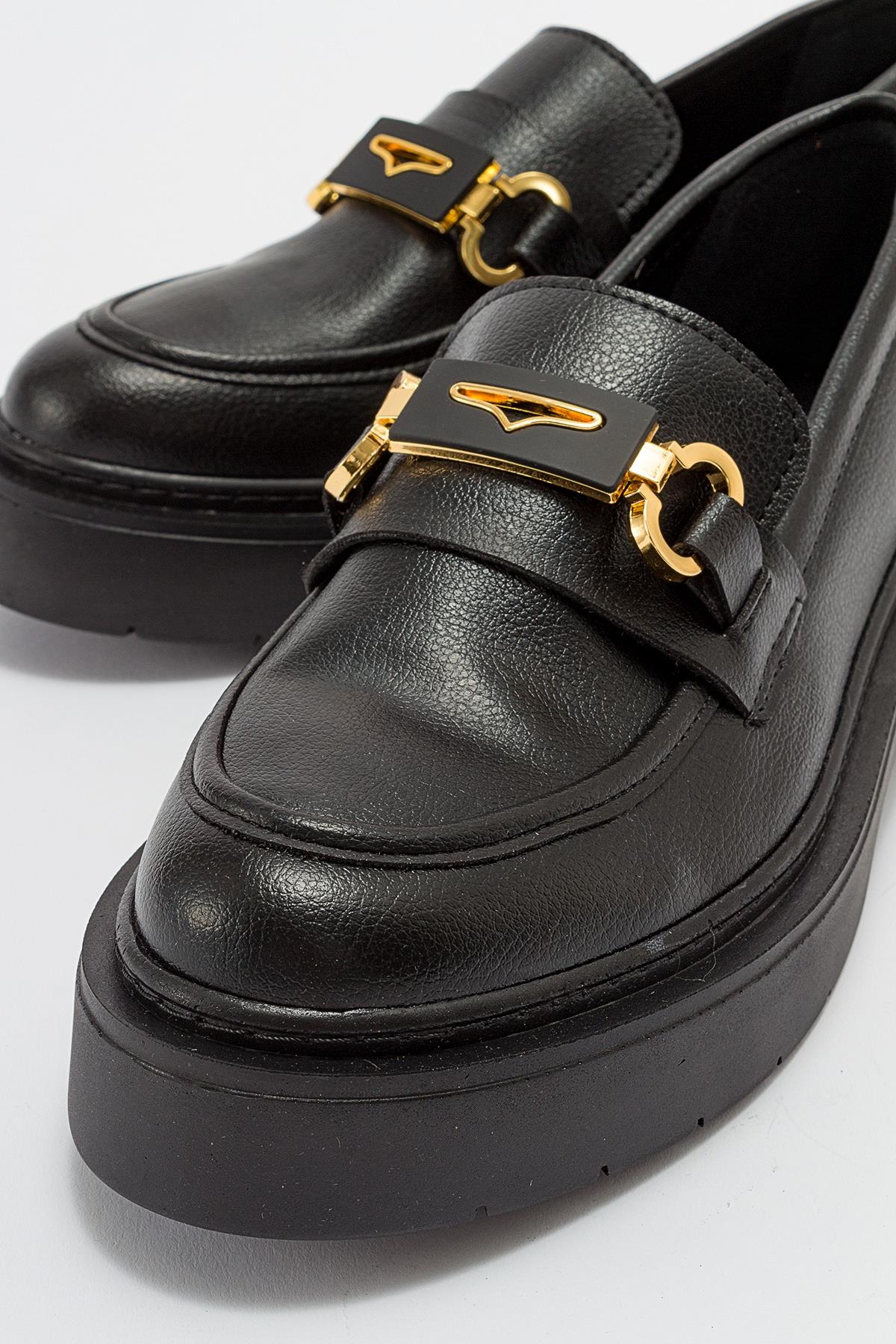 Simone - Black Bit Platform Loafers – side view showing leather, suede, black, Vowalisse