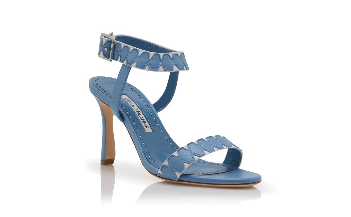 Valentina Rose Blue Ankle Strap Ankle-Strap Shoes – top view showing blue ankle strap, open toe, nappa leather, Vowalisse