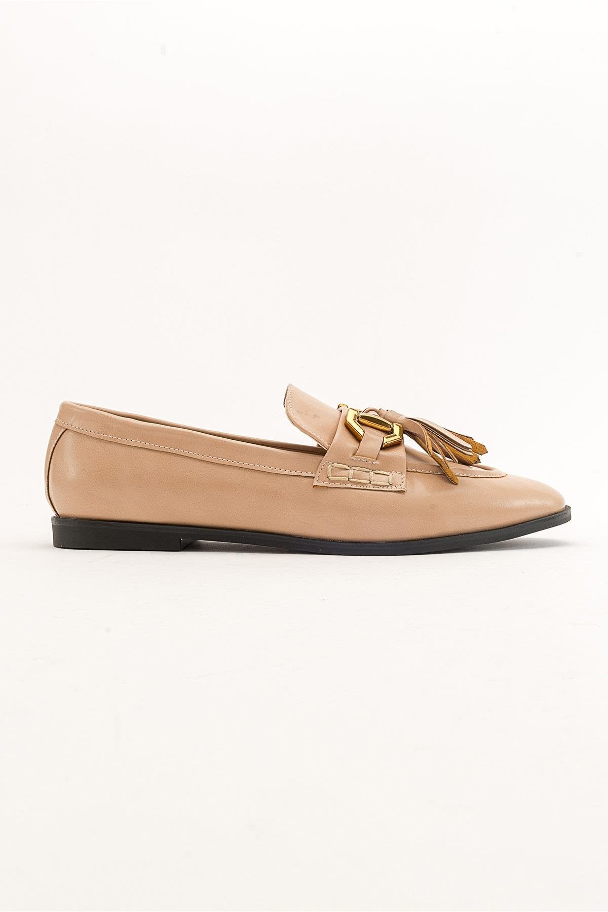 Cox - Beige Loafer – top view showing leather, Vowalisse