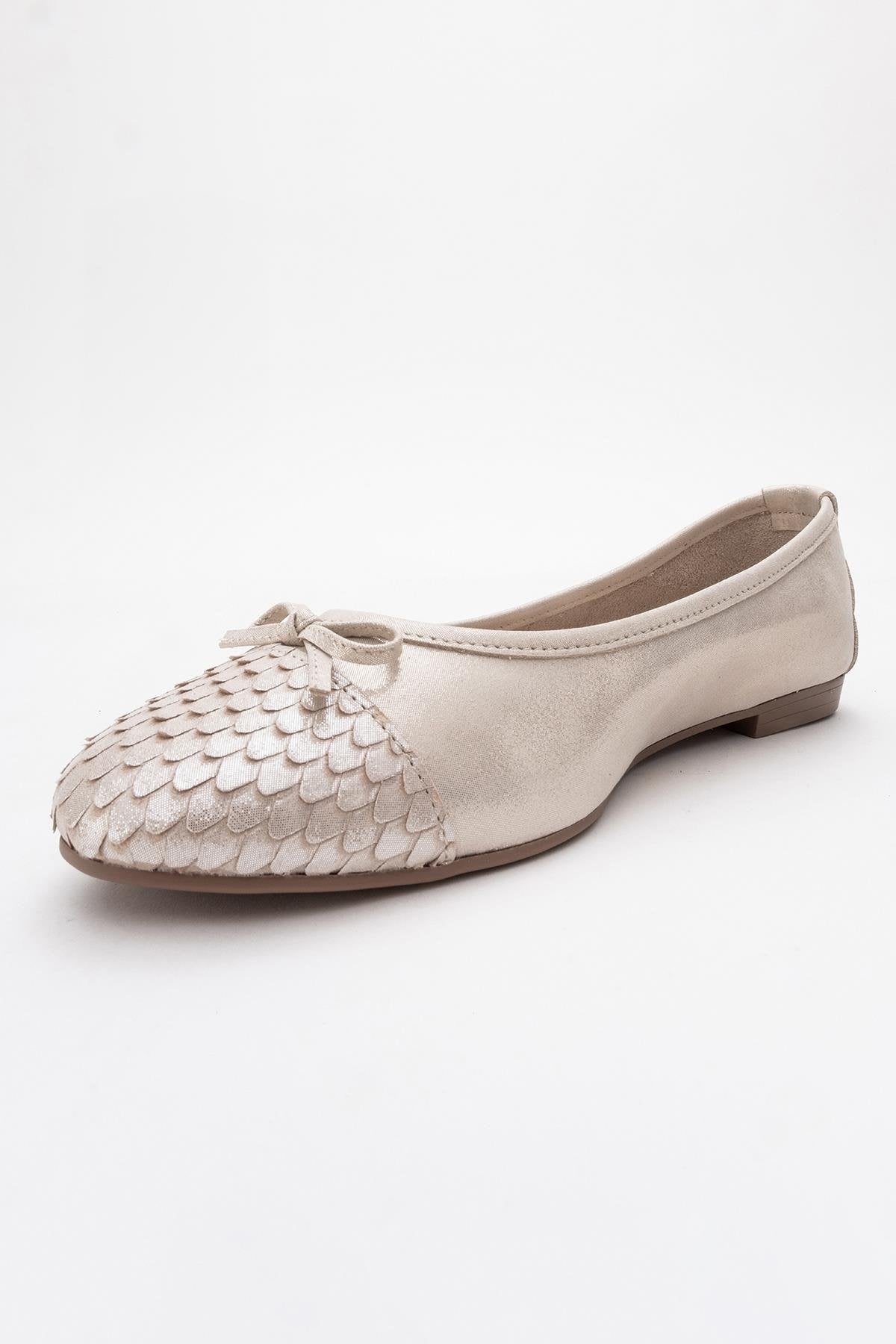 02 - Beige Glitter Genuine Leather Ballet Flat – product view 10 showing leather, glitter, Vowalisse