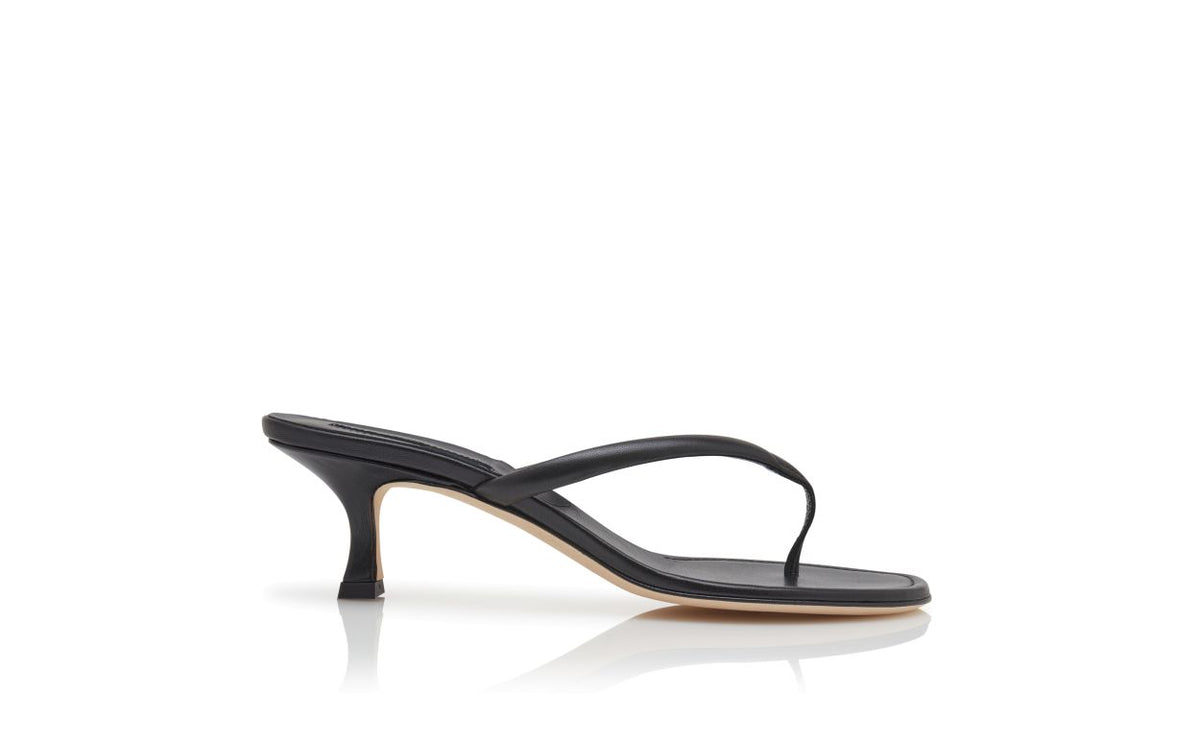 Bianca Crown Black Nappa Leather Mules – side profile showing black nappa leather, Vowalisse