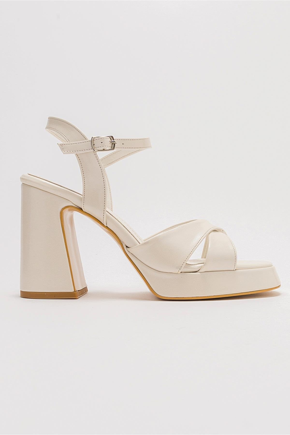 Yvonne - Ivory Platform Sandals – sole view showing leather, ivory, red, Vowalisse