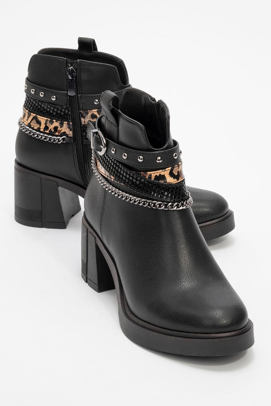 Boliva - Black Belted Chain Boot