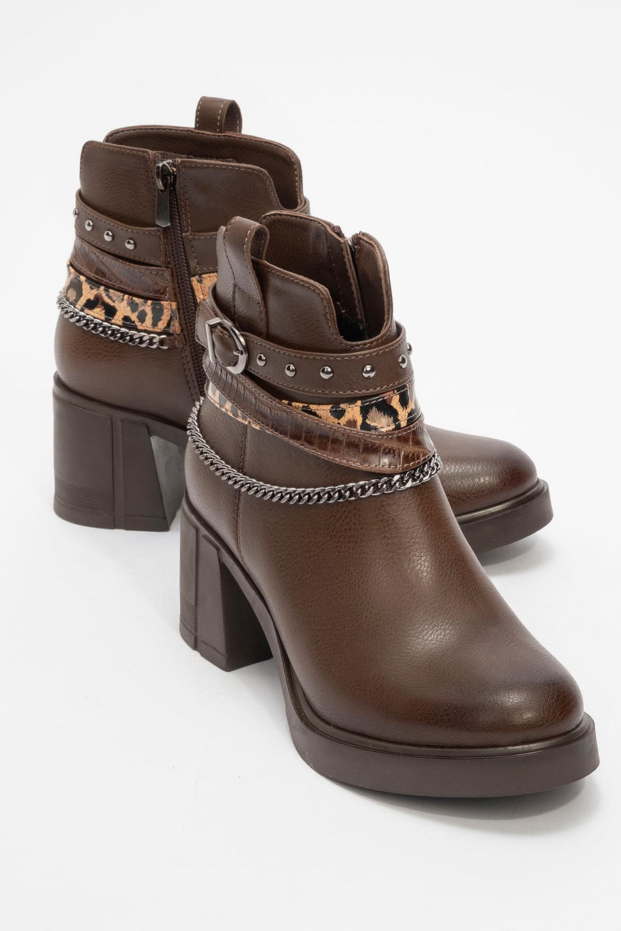 Boliva - Brown Belted Chain Boot
